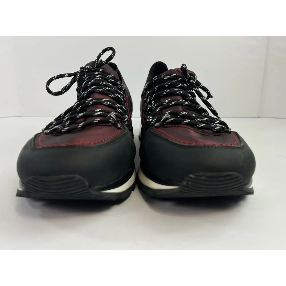 KARL LAGERFELD Men's 13M Low Top Hiking Shoe Nylon & Leather Maroon & Black